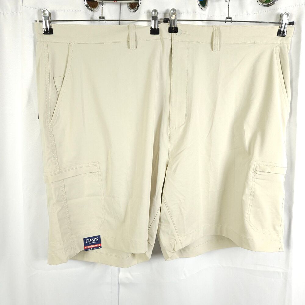 NWT Chaps Beige Performance Golf Cargo Shorts Mens 50 UPF40+